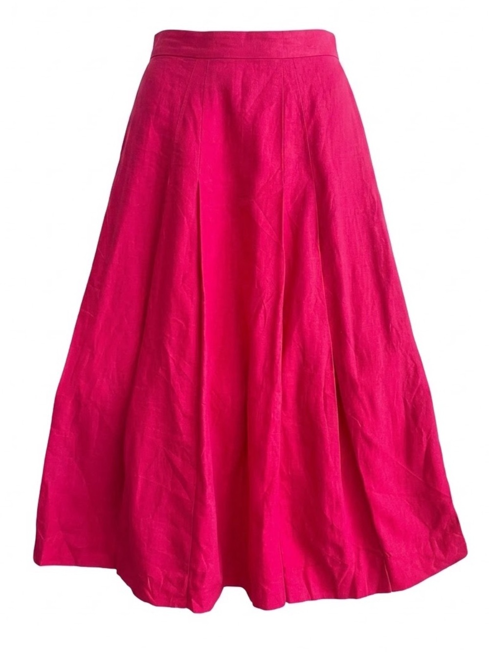 Vintage Ralph Lauren Fuchsia 100% Linen Midi Skirt Made in USA Sz 14